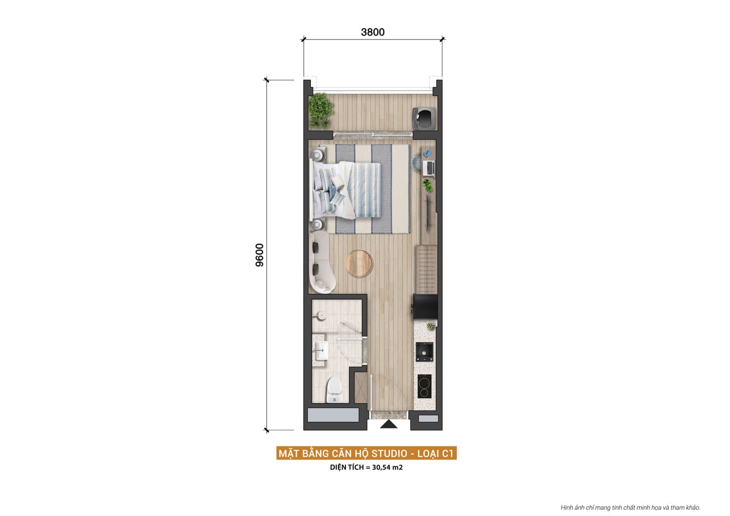 Layout-thiet-ke-can-ho-studio-loai-dien-tich-30,54m2-du-an-sun-group-Nha-Trang Layout thiết kế căn hộ studio loại diện tích 30,54m2 dự án Sun Group Nha Trang